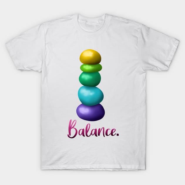 Balance. (Shiny Rainbow Stacked Rocks) T-Shirt by KelseyLovelle